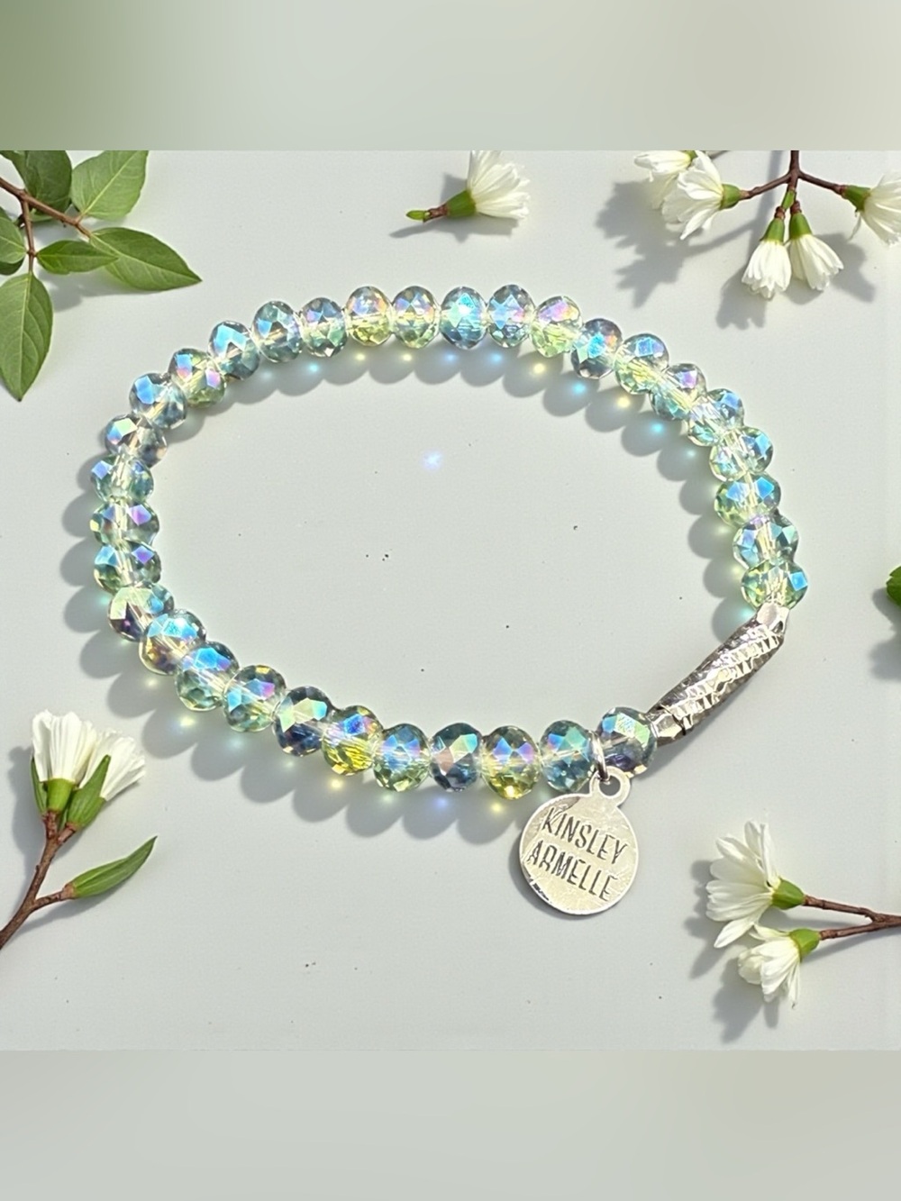 🩶KINSLEY ARMELLE🩶Iridescent Crystal Bead Bracelet/NWOT
